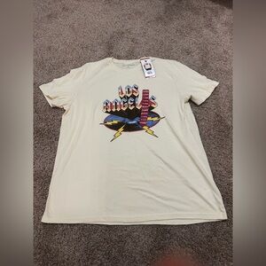 Lucky Brand Cream Short Sleeve Tee with Graphic Design